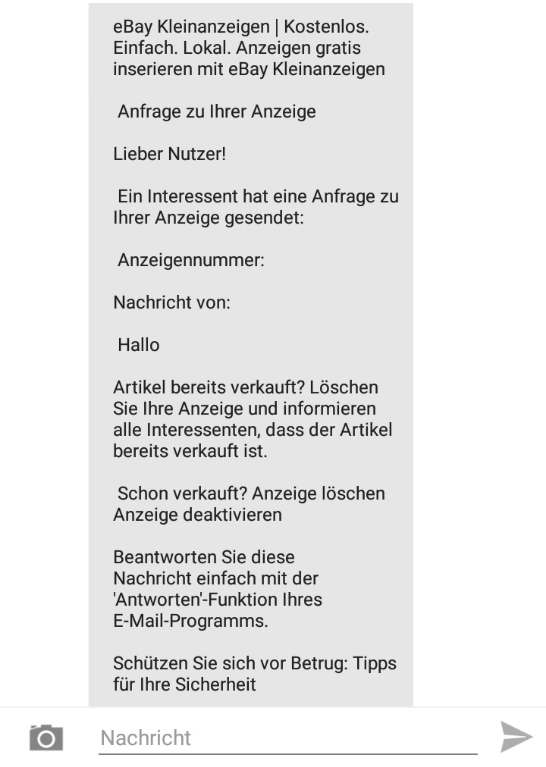 Ebay-Kleinanzeigen Nachricht sieht komisch aus? (Anzeige, Verkauf, Kauf)