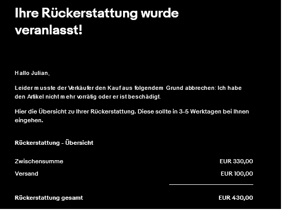 Ebay Verkäufer Bricht Kauf Ab Nach Bezahlung Ebay Verkäufer bricht Verkauf ab, was am besten tun? (Scam