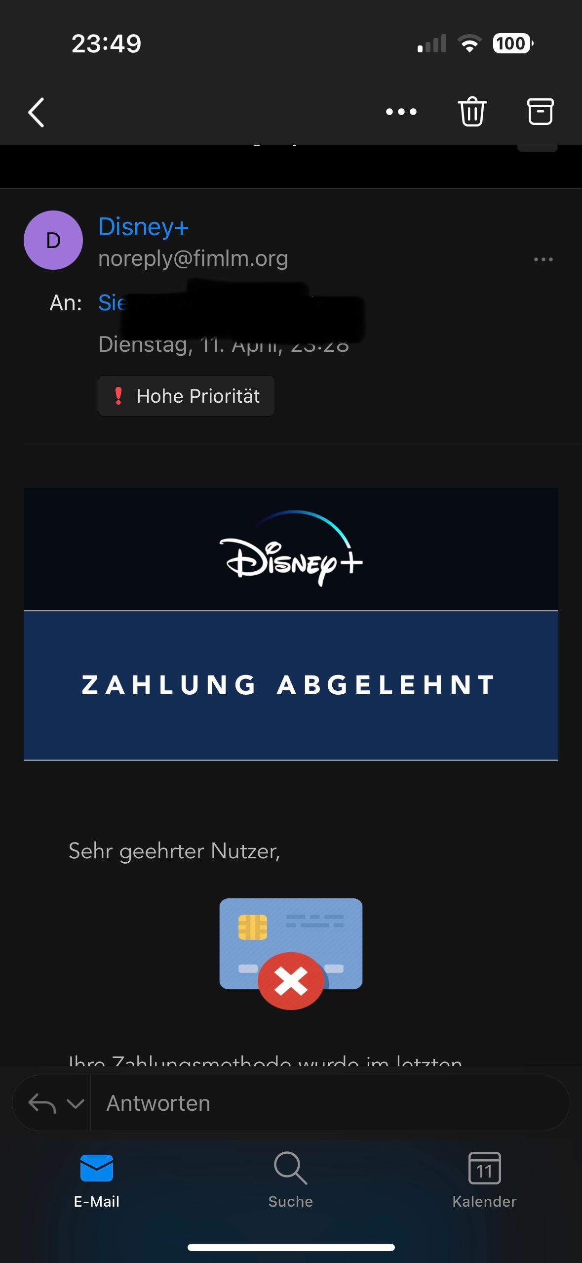 Echt oder Fake? (EMail, Disney Plus, Phishing)