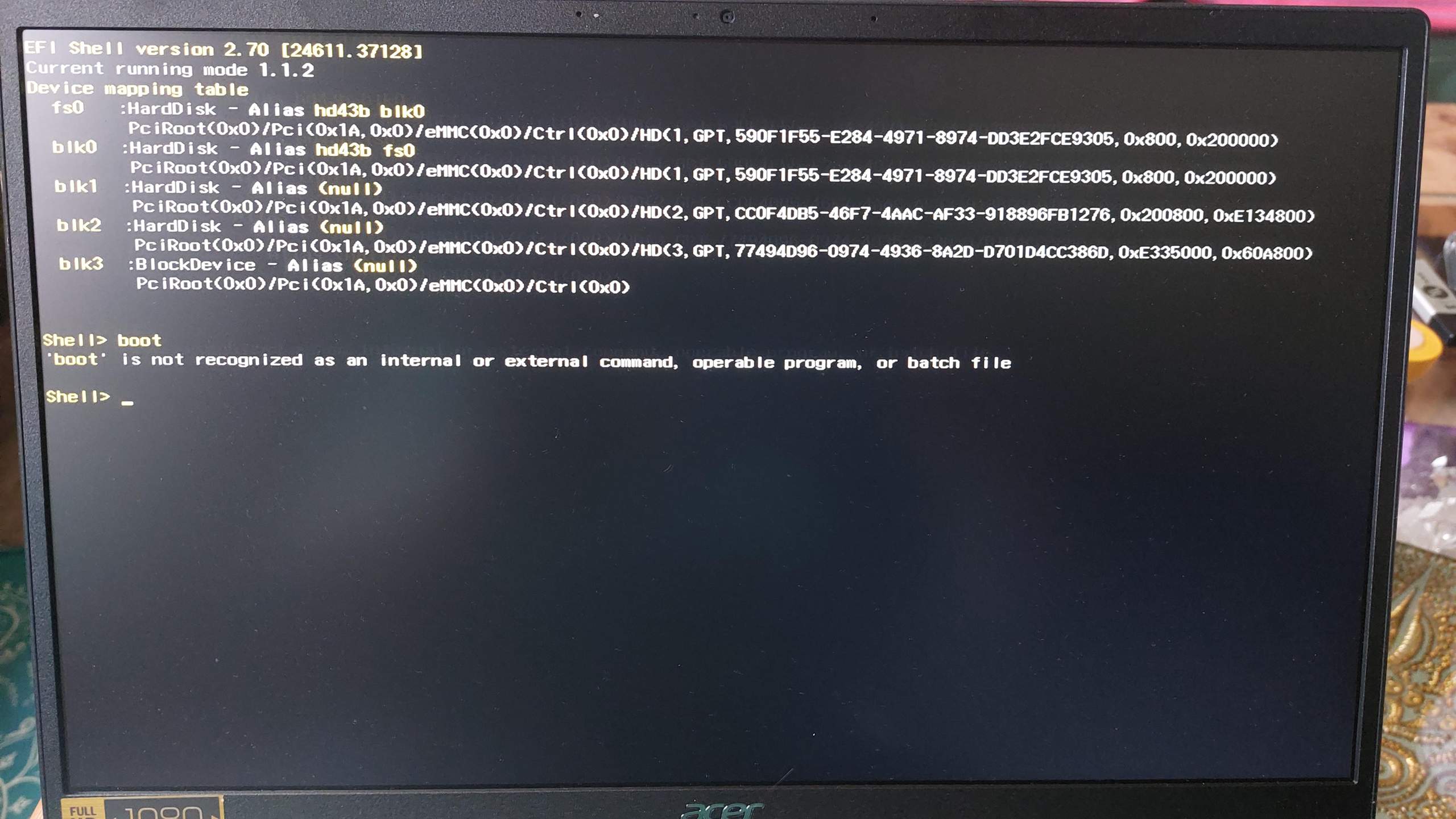 EFI Shell nach Windows Update, wie wechsle ich die Bootreihenfolge ...