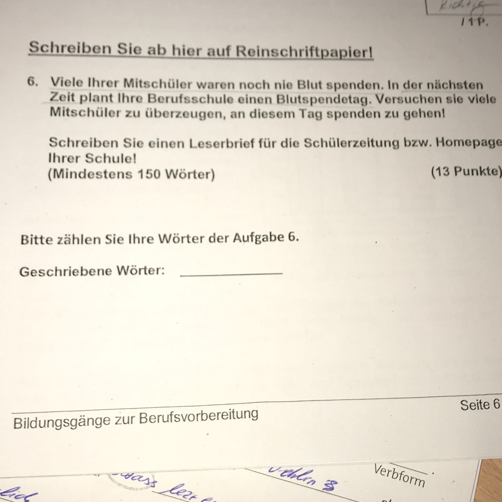 Ein Deutschprufung Brief Schreiben