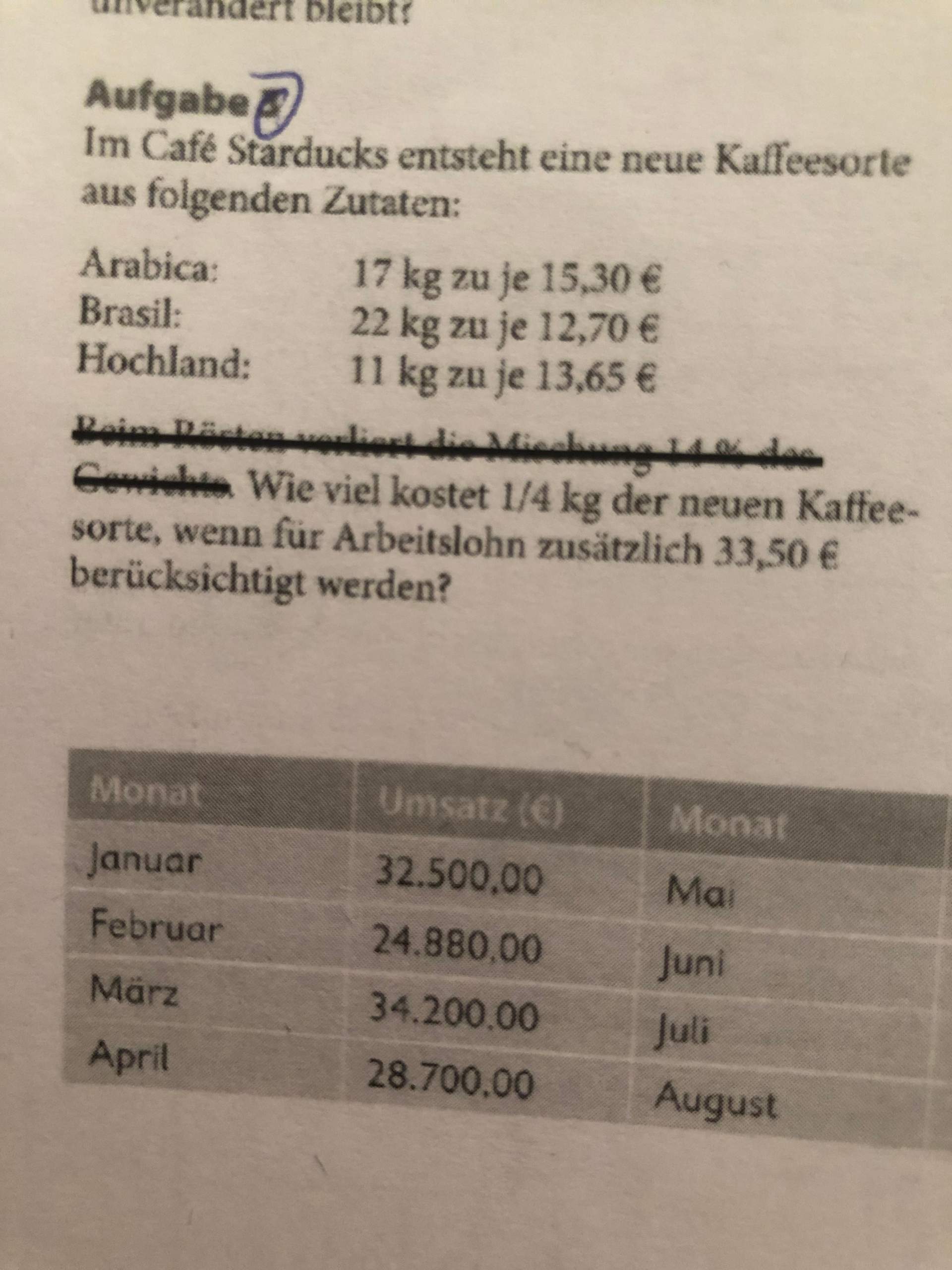 Einfacher und gewogener Durchschnitt wie wird diese Aufgabe berechnet