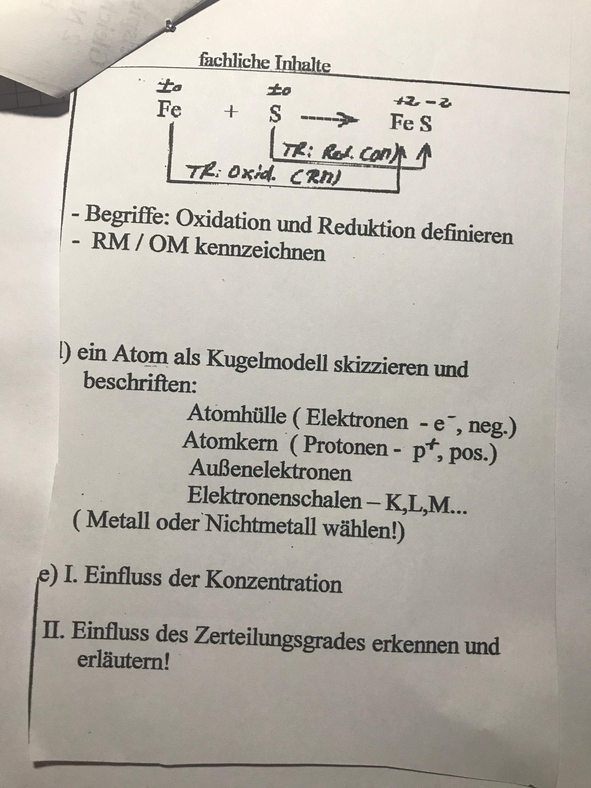 Einfluss der Konzentration? (Schule, Chemie, Chemieunterricht)