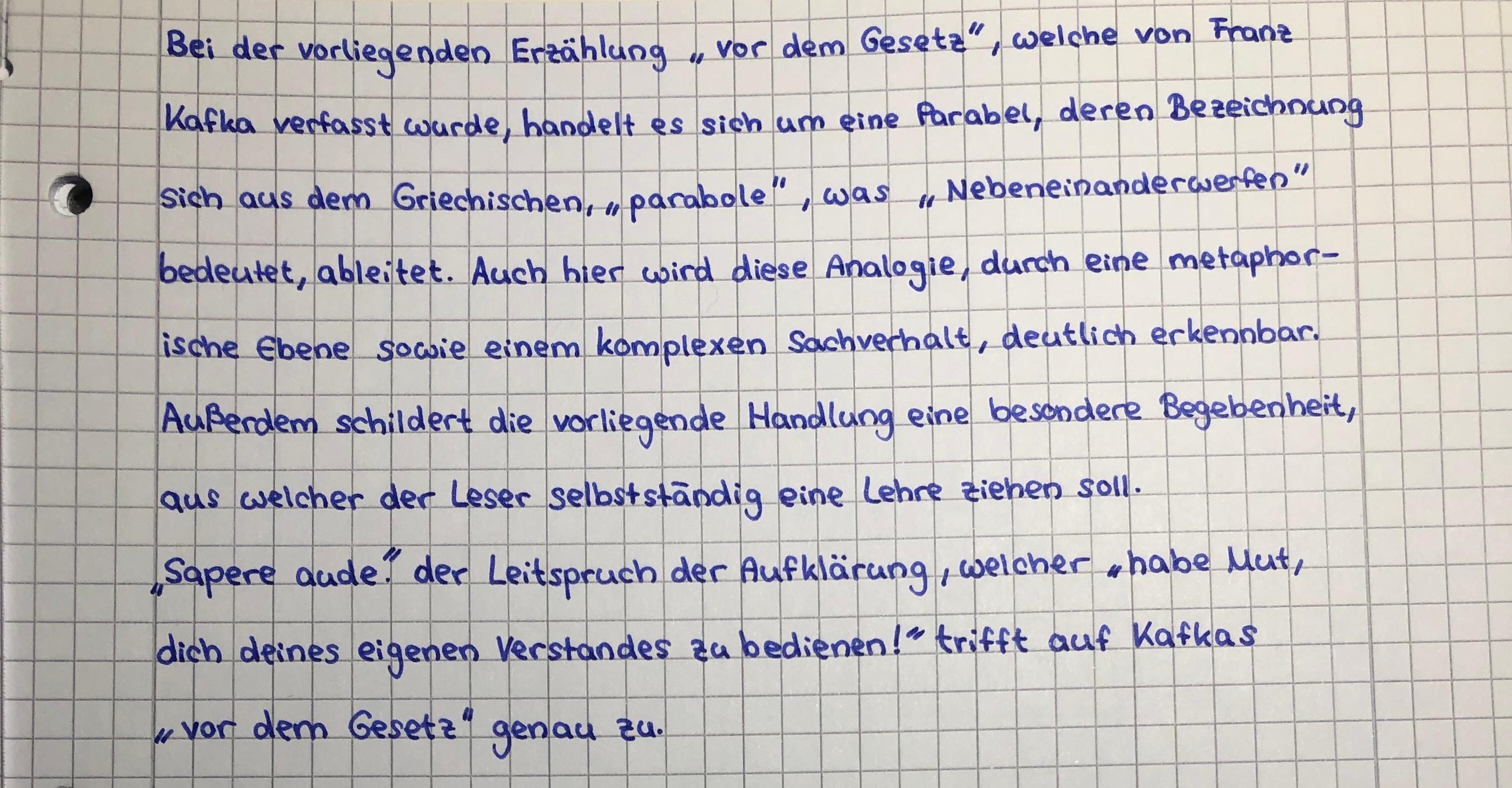 Einleitung Zur Parabel Vor Dem Gesetz Von Kafka Gelungen Oder Nicht Verbesserungsvorschlage Und Anmerkungen Erwunscht Schule Deutsch Lernen