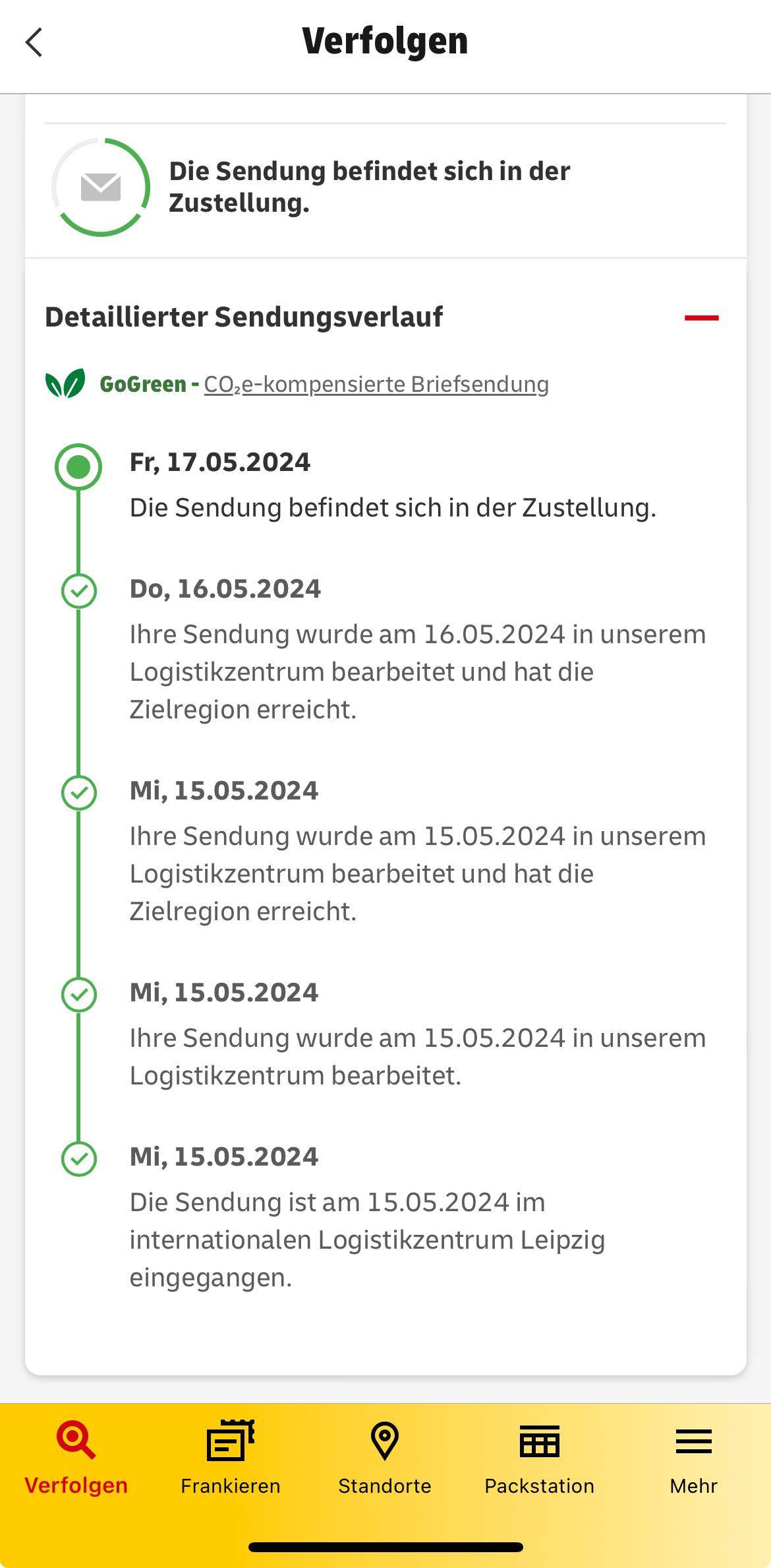 Eingeliefert Und Befindet Sich In Der Zustellung Einschreiben seit mehr als eine Woche in Zustellung? (Post, DHL, Brief)
