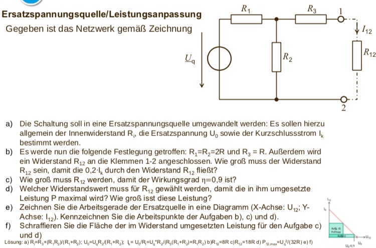 Elektrotechnik Aufgabe Ersatzspannungsquelle?