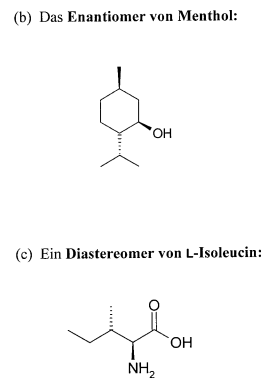 Enantiomer von Menthol und Diasteromer von LIsoleucin? (Chemie, Formel