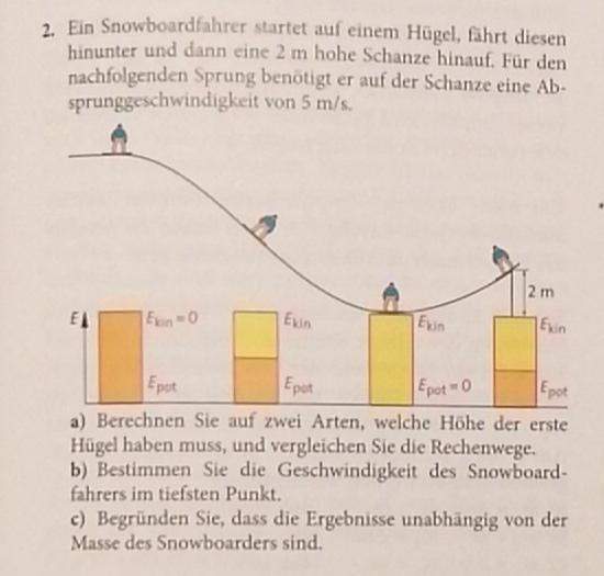 Energieerhaltung Anwendungsaufgabe? (Schule, Physik, Hausaufgaben)