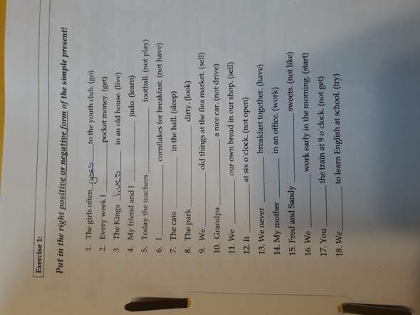 Englisch Simple Present Positive Schule
