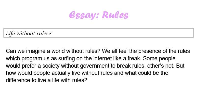 life without rules essay