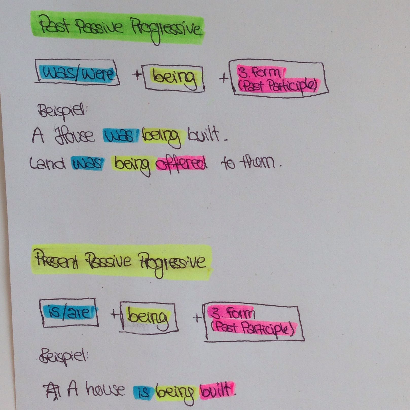 Englisch Present/Past Passive Progressive. So richtig?