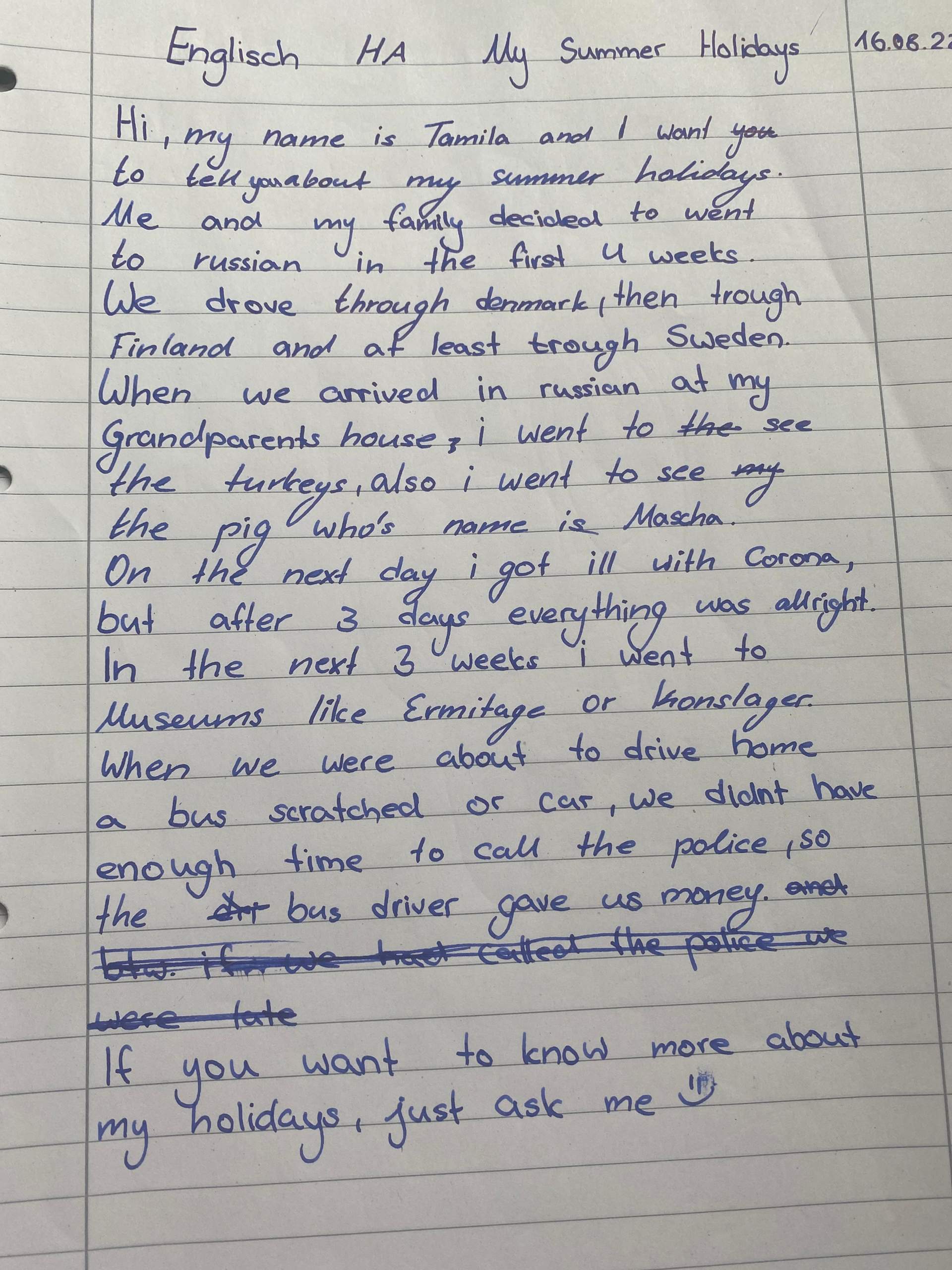 Englisch Text richtig geschrieben? (Schule)