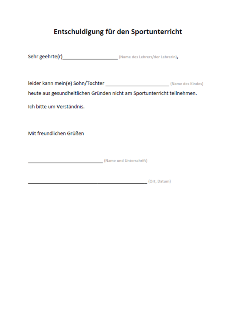 Entschuldigung Für Das Missverständnis Email Entschuldigung für den Sportunterricht? (Schule, Unterricht)