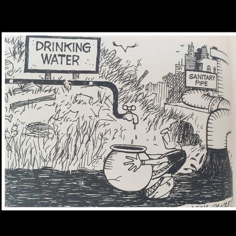Karikatur Erdkunde - Trinkwasser eine knappe Ressource  - (Geografie, Karikatur, Trinkwasser)