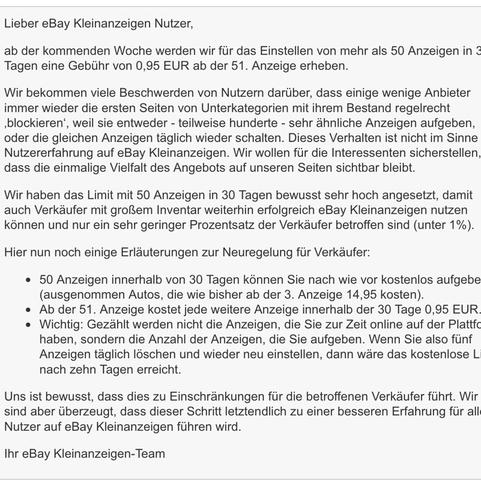 Erhebt Ebay Kleinanzeigen Wirklich Eine Gebuhr Ab Der 51 Online Anzeige Innerhalb Von 30 en Kosten Gebuhren