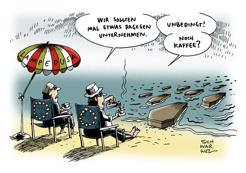 Karikatur  - (Bilder, Europa, Flüchtlinge)