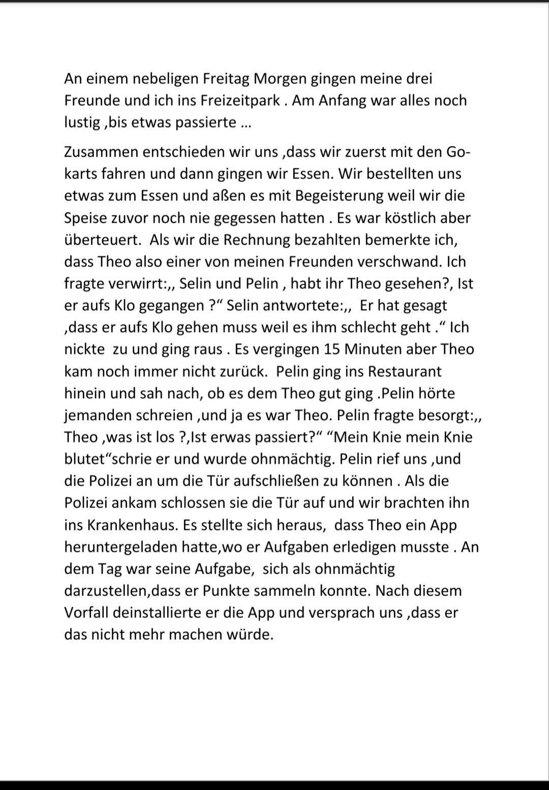 Erlebniserzählung? (Text, korrigieren)