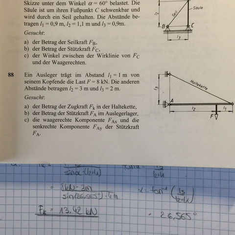 Ermittlung unbekannter Kräfte im allgemeinem Kräftesystem (Technische ...