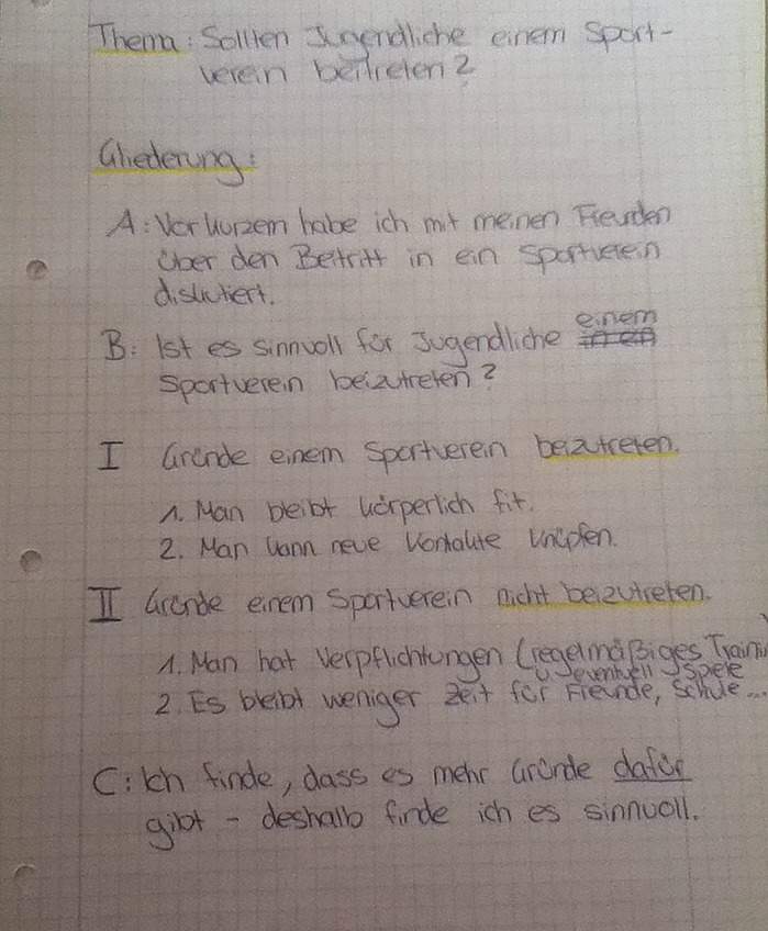 Erörterung + Gliederung (10. Klasse) Bitte um dringende Hilfe! (Schule