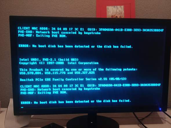 Error: no boot disk has been detected or the disk has failed? Hilfe, ist der PC noch zu retten?