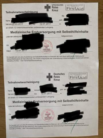 Erste Hilfe-Bescheinigung, noch gültig bei Fahrprüfung? (Schule, Auto, Führerschein)