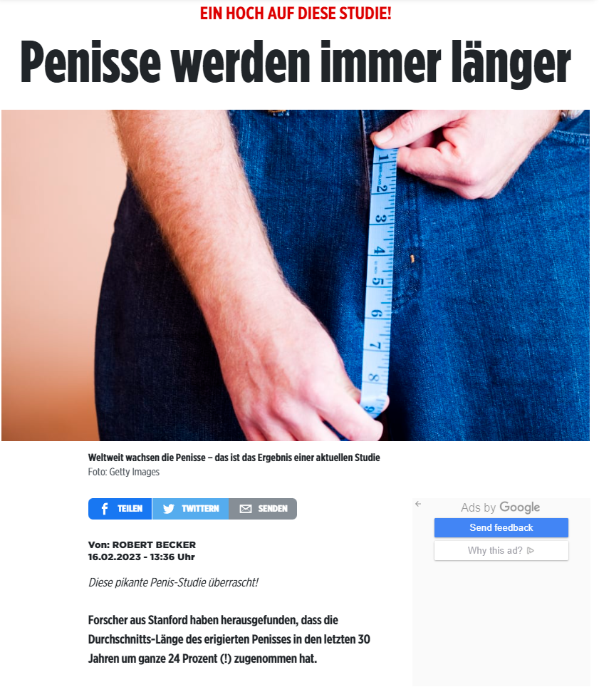 Es ist so weit STUDIE mit BEWEIS für größere Schwä...bei Jüngeren? (Medizin, Penis, Umfrage)