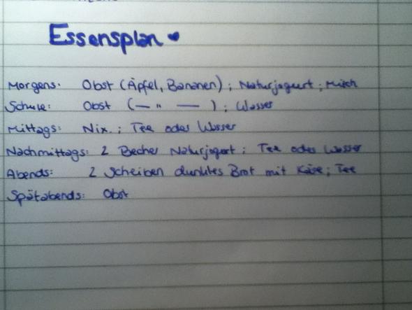 Mein Essensplan - (essen, Ernährung, Magersucht)
