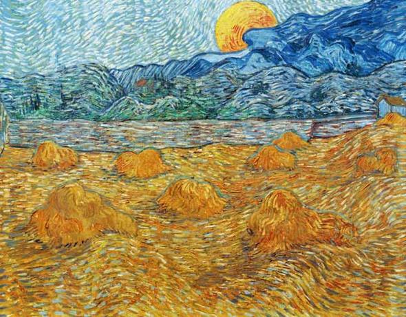 Abendlandschaft bei Mondaufgang - (Bilder, Kunst, malen)