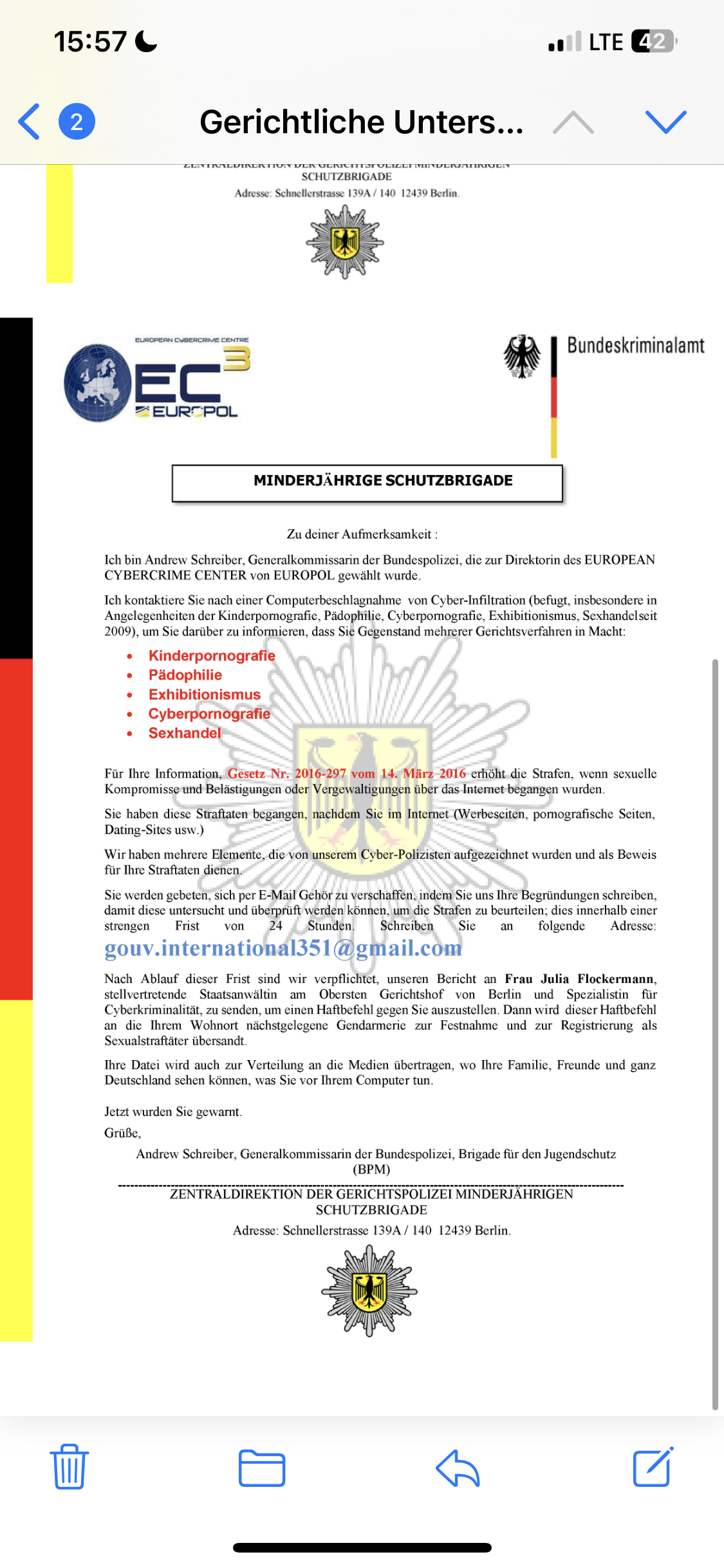 Europol Polizei Fake Mails loswerden? (E-Mail, E-Mail-Account)