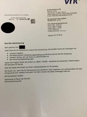 Evb Nummer Kfz Versicherung Auto Und Motorrad