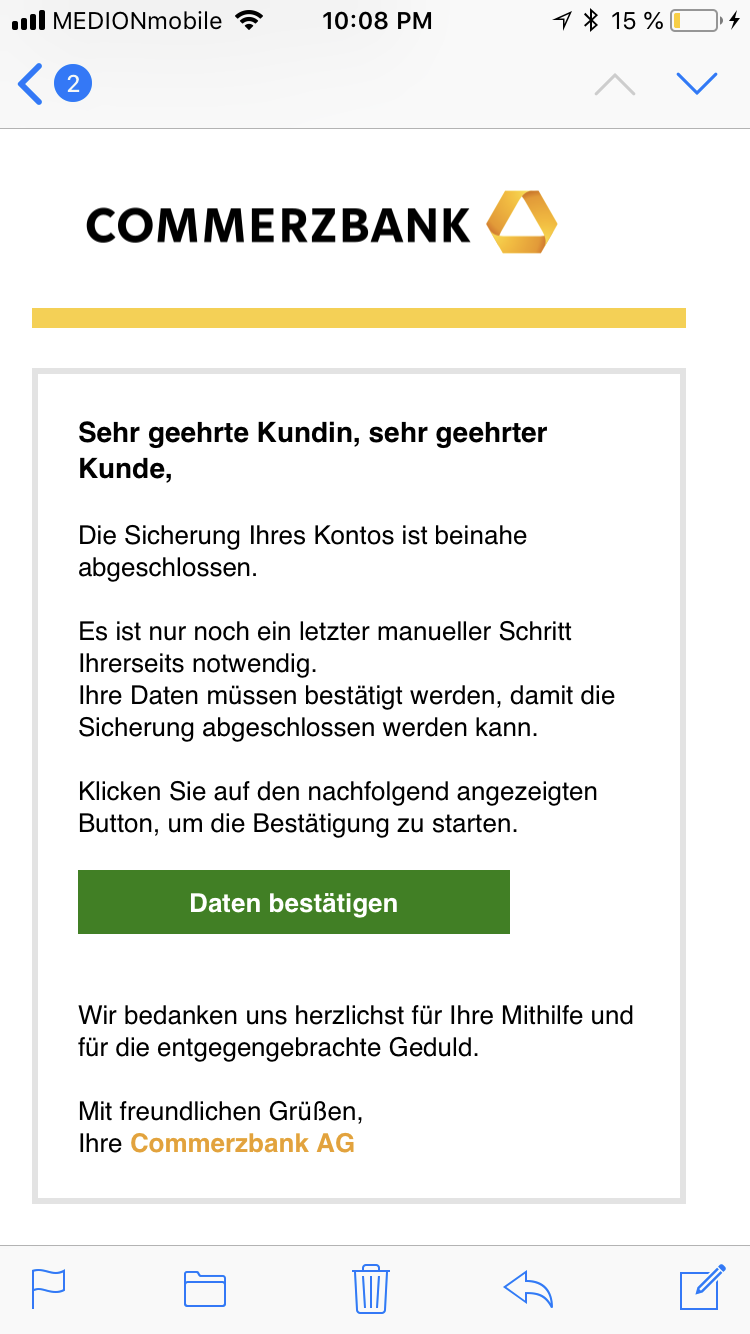 Eventuelle Abzocke Geld Abzocker Commerzbank