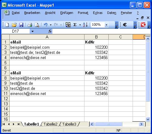 Excel-> Wenn ";" / dann Zeile einfügen und mit Atribut ...