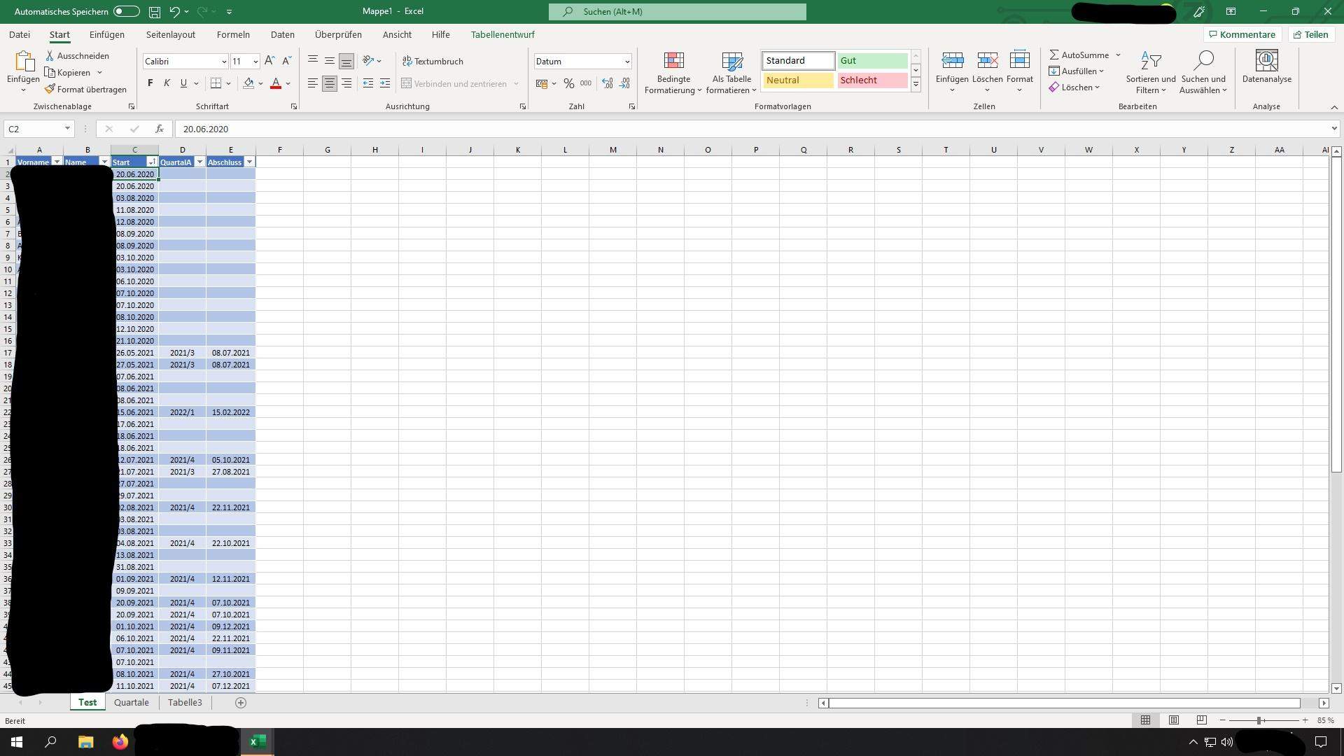 Excel Anordnung um mehrere Datum in Pivot Tabelle zu vergleichen? Technik, Freizeit)