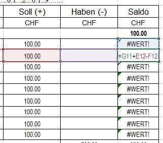 Excel: einfache Buchführung mit Saldo neben Haben und Soll?