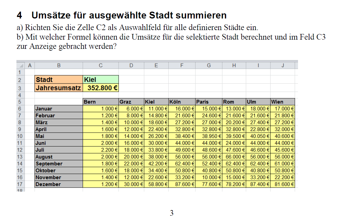 EXCEL Jahresumsatz berechnen? (Computer, Software, excel-formel)