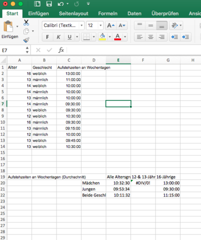 Beispiel - (Microsoft Excel, Studie, mittelwert)