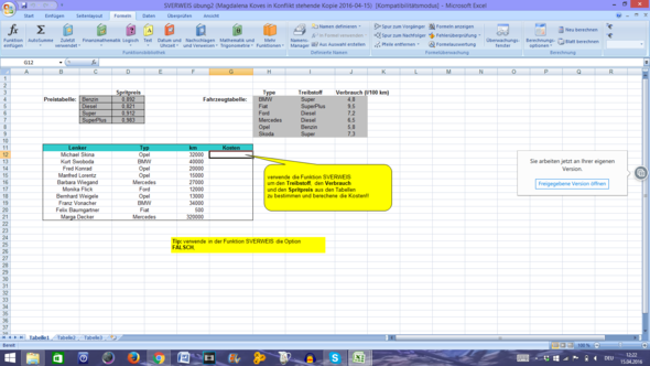 Excel Auftrag - (Computer, Mathematik, Excel)