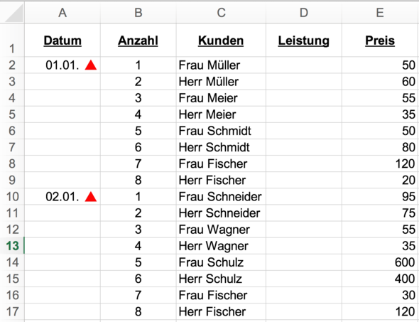Bsp1 - (Excel, Excelliste)