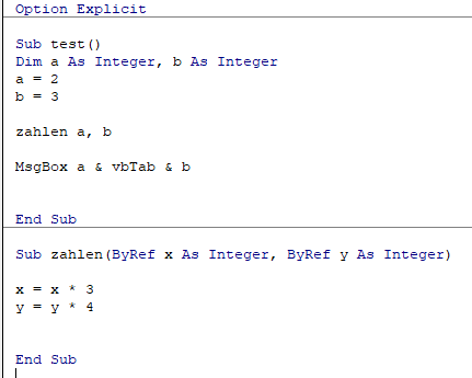 Vba Variable Oder Prozedur _ Aufrufen von Prozeduren mit demselben ...