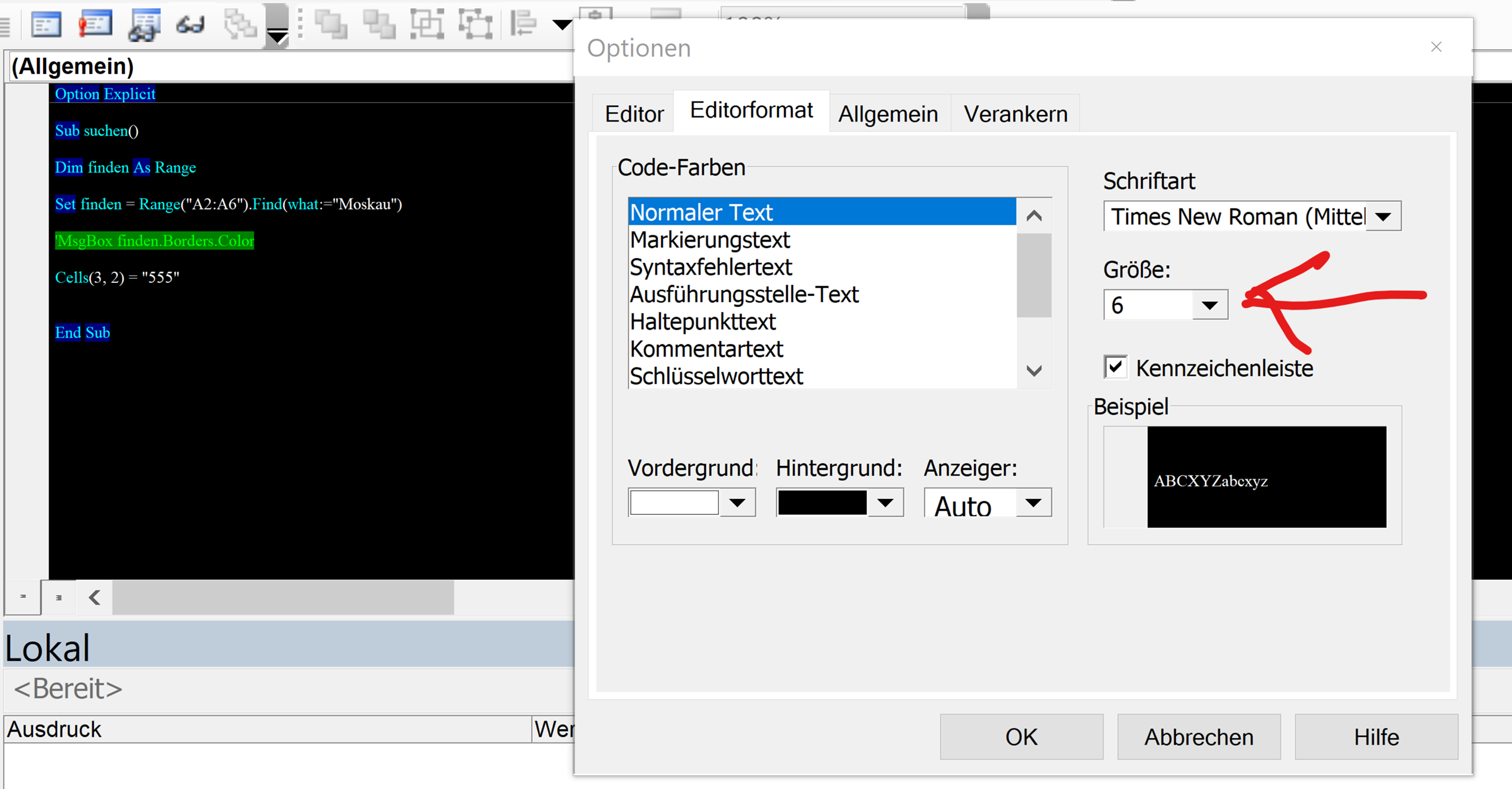 excel-vba-schriftgr-e-im-editor-ndern-programmieren-microsoft-excel