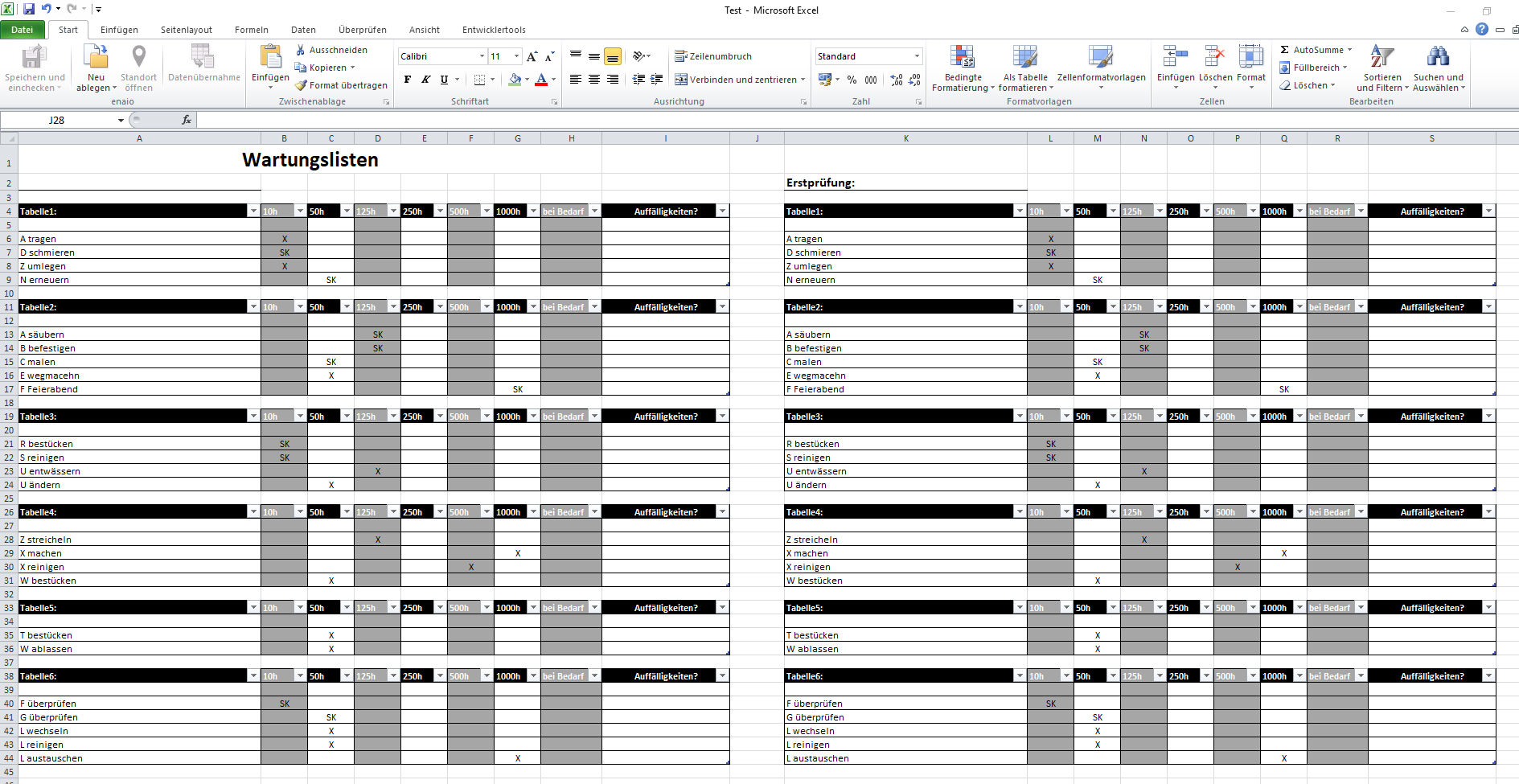 Excel Wie kann ich verschiedene Tabellen filtern und auf einem anderen