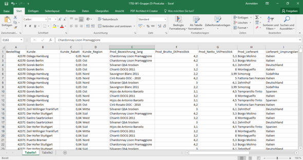 Tabelle 1 - (Microsoft Excel, Office)