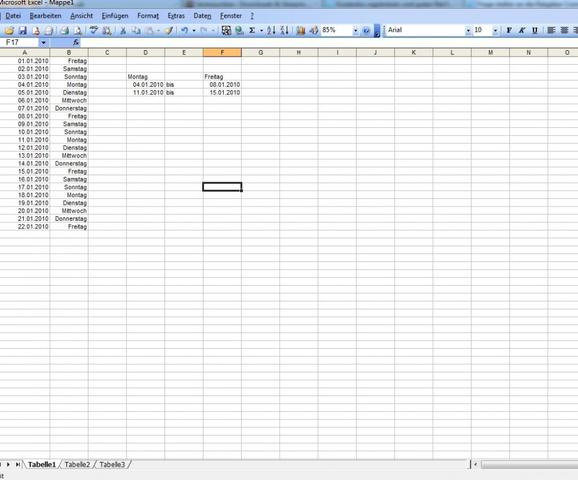 Screenshot - (Funktion, Microsoft Excel, Kalender)