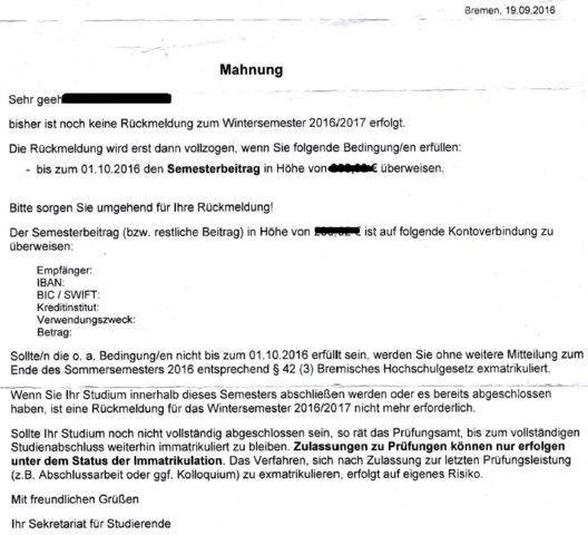Exmatrikulation Wegen Verspatet Gezahltem Semesterbeitrag Und Dann Recht Studium Universitat