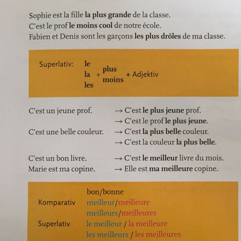 Der Superlativ des Adjektivs - (Schule, Lehrer, franzoesisch)