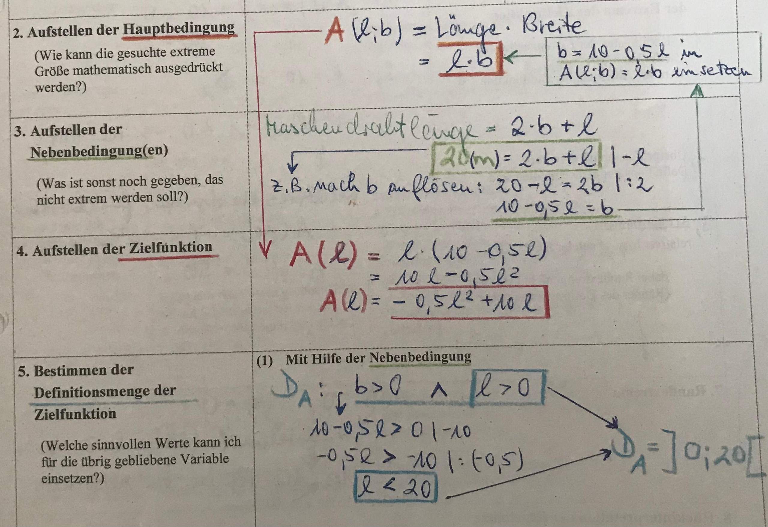 Extremwertaufgabe?Definitionsmenge? (rechnen, Funktion, Gleichungen)