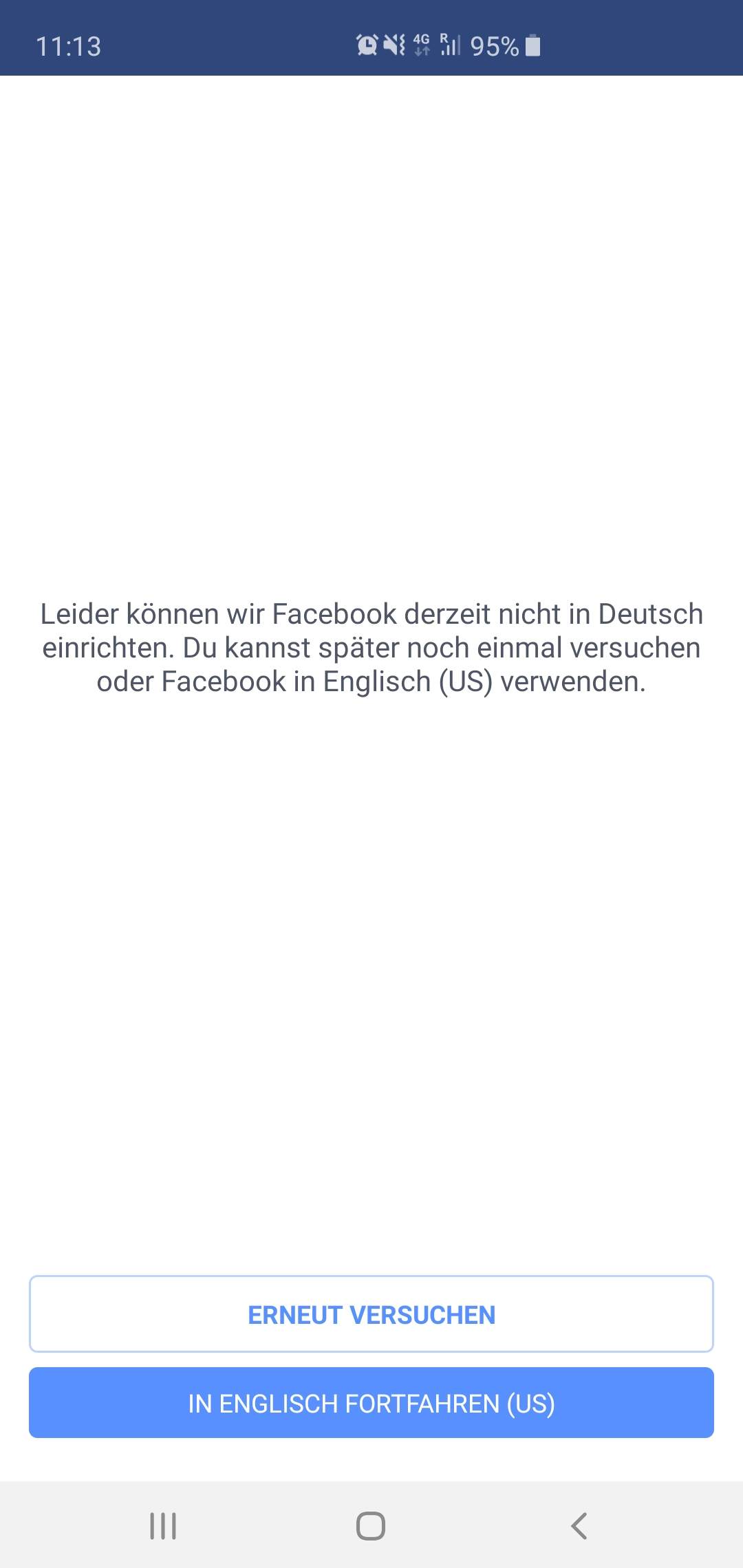 Facebook app leider kann deutsch gerade nicht eingestellt werden
