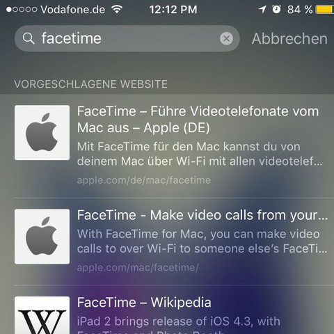 Dort kann ich sie nicht finden - (iPhone, Apple, facetime)