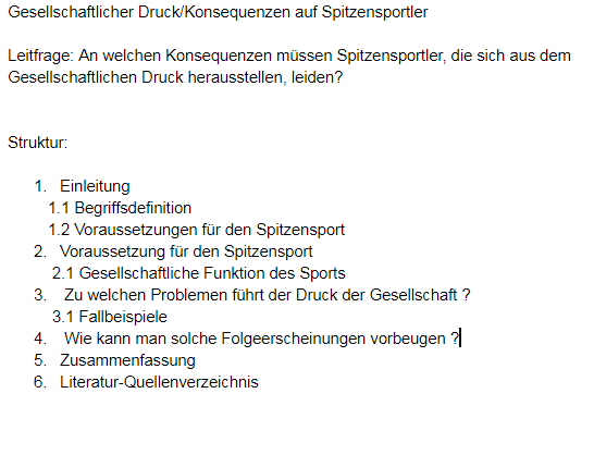 Facharbeit Fur Die Schule Sport Deutsch Hausarbeit Seminararbeit