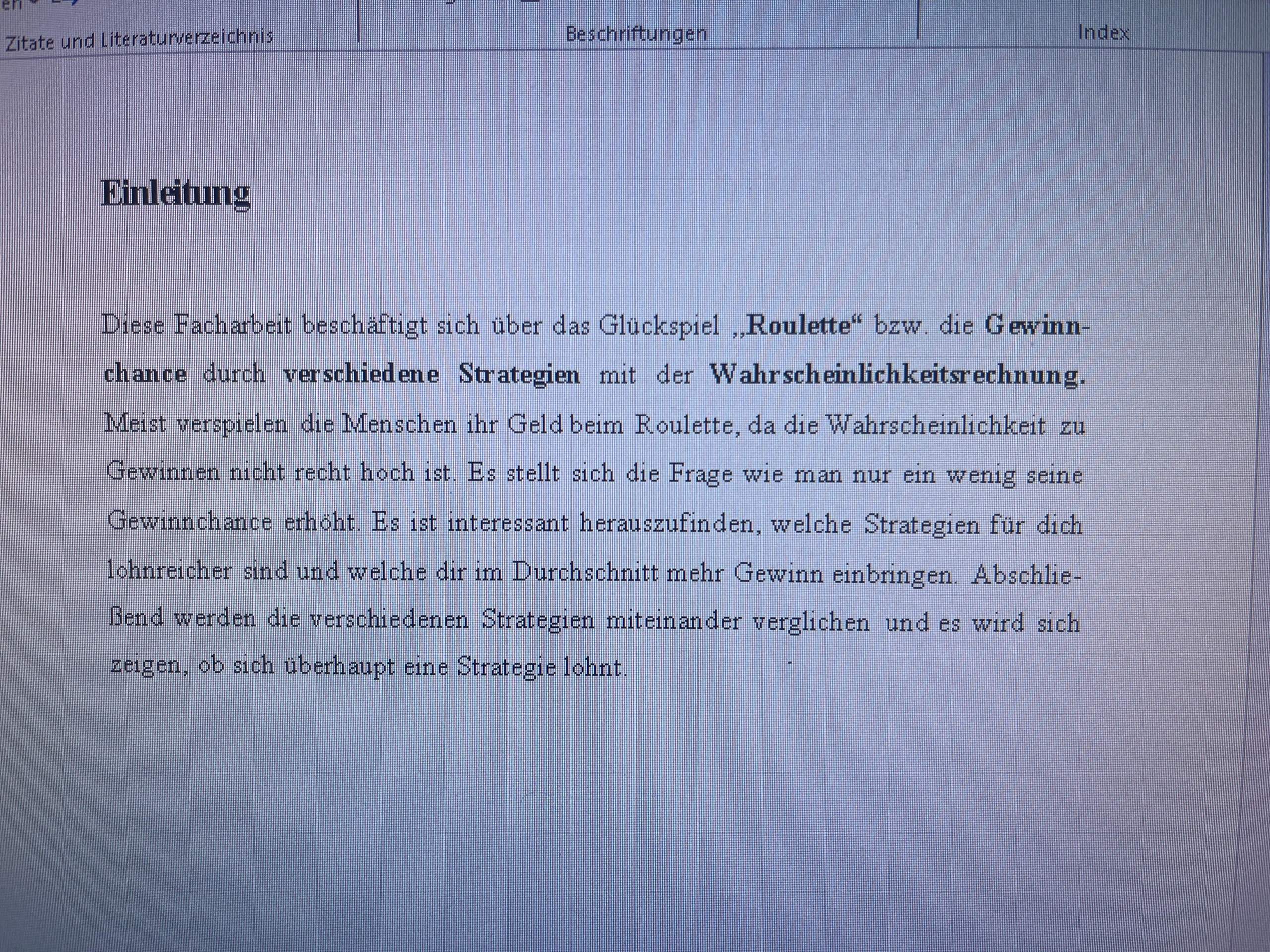 Facharbeit Mathe Einleitung? (Mathematik, Deutsch, Wahrscheinlichkeit)